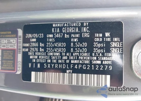 2023 Kia Sorento X-Line Ex из США, поврежденный, VIN 5XYRHDLF4PG212279